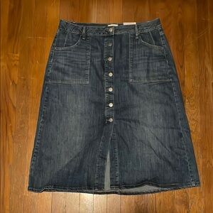 Denim Button-Front Skirt